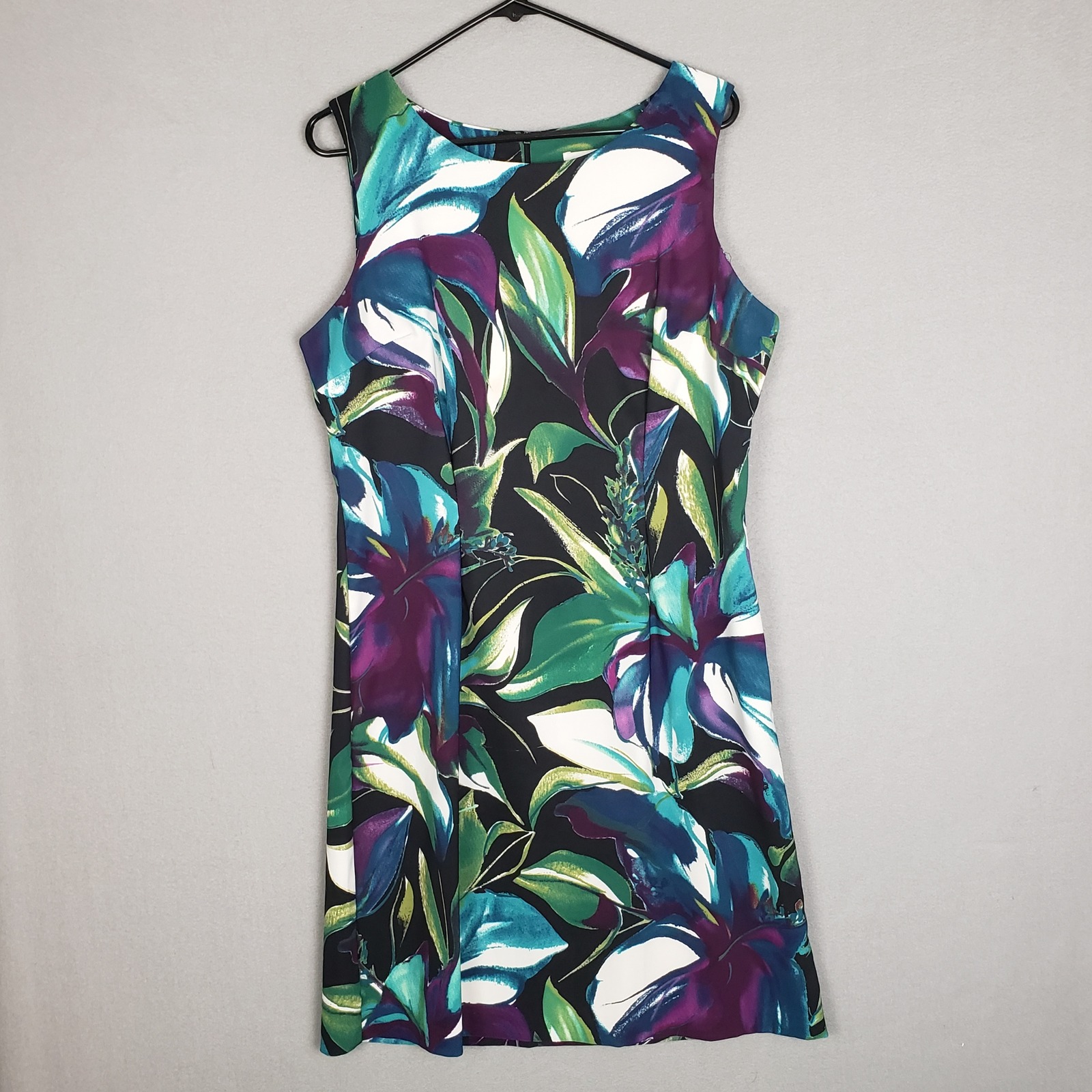 North Style Size 14 Sleeveless Sheath Dress Colorful Abstract Tropical Floral